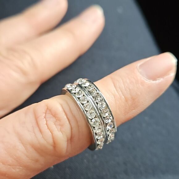 Silver Stone Stack Rings - Picture 1 of 3